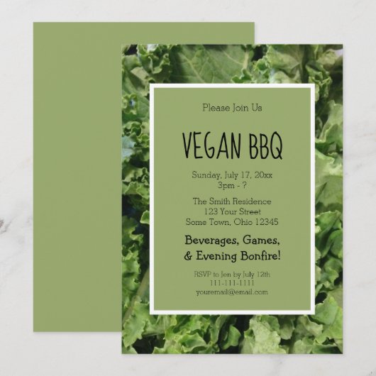 Green Kale Vegan Bbq Cookout Party Kaart (Voorkant / Achterkant)