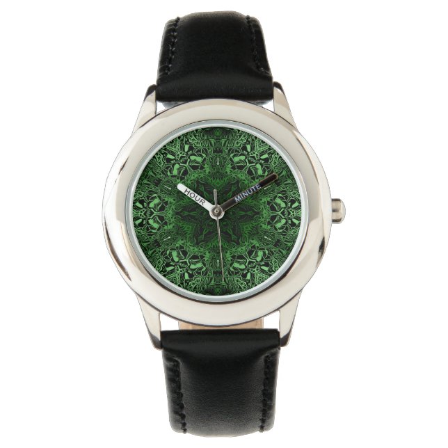 Green Kaleidoscoop Horloge (Voorkant)