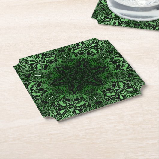 Green Kaleidoscoop Kartonnen Onderzetters (Gekanteld)