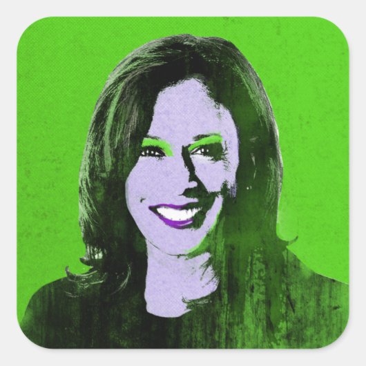 Green Kamala Harris Pop Art Vierkante Sticker (Voorkant)
