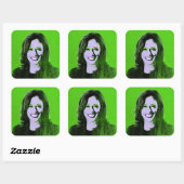 Green Kamala Harris Pop Art Vierkante Sticker (Vel)