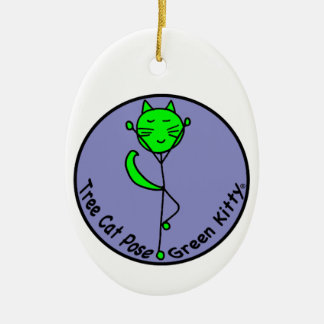 Green Kat Yoga Keramisch Ornament