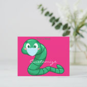 Green Kawaii Worm Thunder_Cove Briefkaart (Staand voorkant)