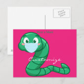 Green Kawaii Worm Thunder_Cove Briefkaart (Voorkant / Achterkant)