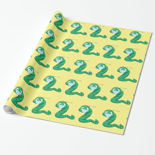 Green Kawaii Worm Thunder_Cove Cadeaupapier (Uitgerold)