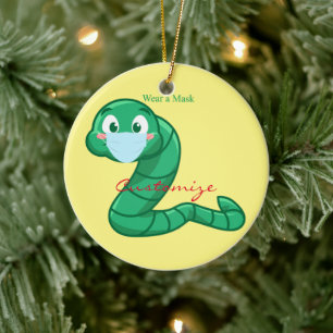 Green Kawaii Worm Thunder_Cove Keramisch Ornament