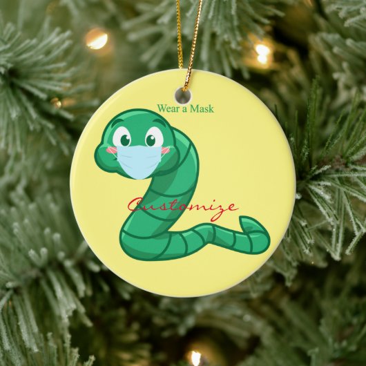 Green Kawaii Worm Thunder_Cove Keramisch Ornament (Boom)
