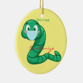 Green Kawaii Worm Thunder_Cove Keramisch Ornament (Rechts)