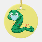 Green Kawaii Worm Thunder_Cove Keramisch Ornament (Voorkant)