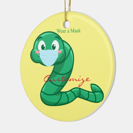 Green Kawaii Worm Thunder_Cove Keramisch Ornament (Links)
