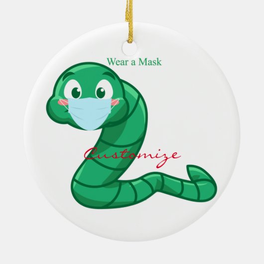 Green Kawaii Worm Thunder_Cove Keramisch Ornament (Achterkant)