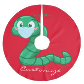 Green Kawaii Worm Thunder_Cove Kerstboom Rok (Voorkant)