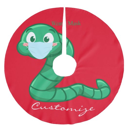 Green Kawaii Worm Thunder_Cove Kerstboom Rok (Voorkant)