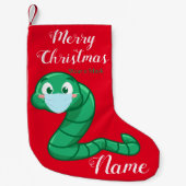 Green Kawaii Worm Thunder_Cove Kleine Kerstsok (Voorkant)