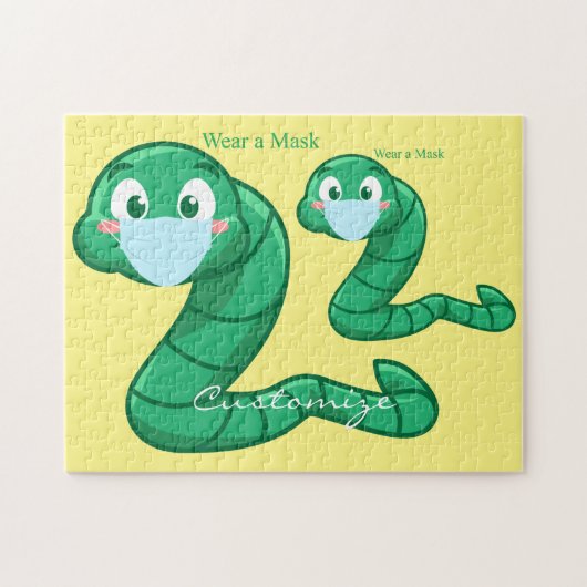 Green Kawaii Worm Thunder_Cove Legpuzzel (Horizontaal)