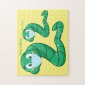 Green Kawaii Worm Thunder_Cove Legpuzzel (Verticaal)