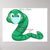 Green Kawaii Worm Thunder_Cove Poster (Voorkant)