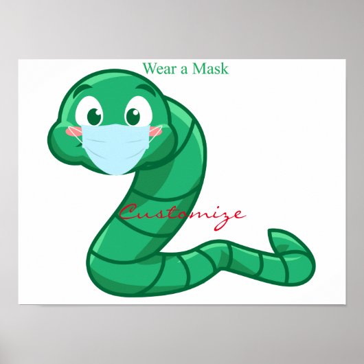 Green Kawaii Worm Thunder_Cove Poster (Voorkant)