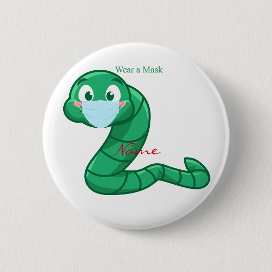 Green Kawaii Worm Thunder_Cove Ronde Button 5,7 Cm (Voorkant)