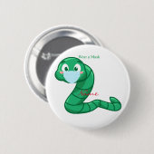 Green Kawaii Worm Thunder_Cove Ronde Button 5,7 Cm (Voorkant /achterkant)