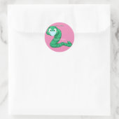 Green Kawaii Worm Thunder_Cove Ronde Sticker (Tas)