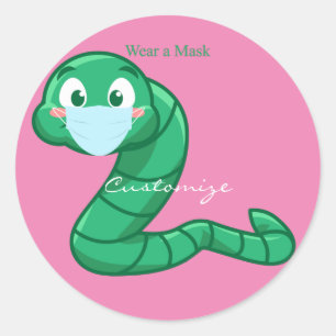 Green Kawaii Worm Thunder_Cove Ronde Sticker