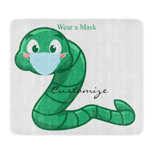 Green Kawaii Worm Thunder_Cove Snijplank (Voorkant)