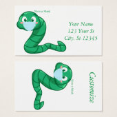 Green Kawaii Worm Thunder_Cove Visitekaartje (Voorkant /achterkant)