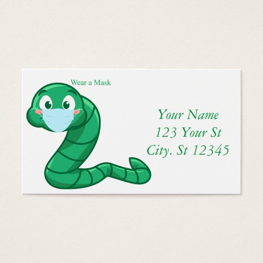 Green Kawaii Worm Thunder_Cove Visitekaartje (Voorkant)