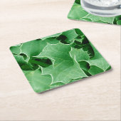 Green kerst Holly Kartonnen Onderzetters (Schuin)