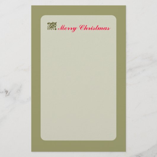 Green kerst Holly Leaf Briefpapier (Voorkant)