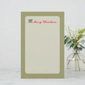Green kerst Holly Leaf Briefpapier (Staand voorkant)