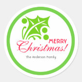 Green kerst Holly Leaf Ronde Sticker (Voorkant)