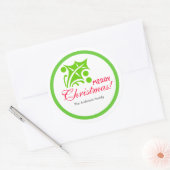 Green kerst Holly Leaf Ronde Sticker (Envelop)