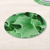 Green kerst Holly Ronde Kartonnen Onderzetter (Gebogen)