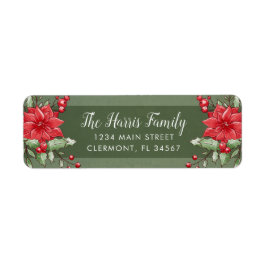 Green kerst Poinsettia Holly Berry Etiket