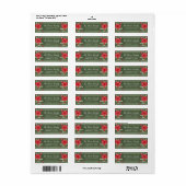Green kerst Poinsettia Holly Berry Etiket (Full Sheet)