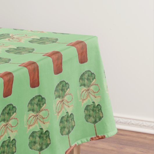 Green Kerstbeige Rope Topiary Tablecloth Tafelkleed (Voorbeeld)