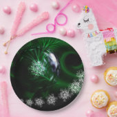 Green kerstdecoratie papieren bordje (Feest)