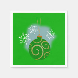 Green Kerstmis Bauble & Snowflakes Paper Napkin Servetten