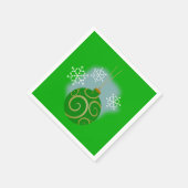Green Kerstmis Bauble & Snowflakes Paper Napkin Servetten (Hoek)
