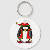 Green Kerstmis Elf Penguin Sleutelhanger (Voorkant)