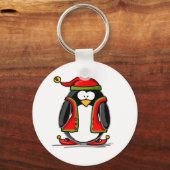 Green Kerstmis Elf Penguin Sleutelhanger (Voorkant)