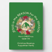 Green Kerstmis JESUS IS DE REDEN Fotoplaat (voorkant)