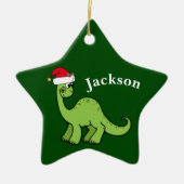Green Kerstmis Kinder Dinosaur Keramisch Ornament (Voorkant)
