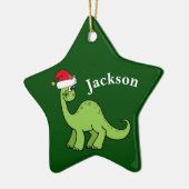 Green Kerstmis Kinder Dinosaur Keramisch Ornament (Links)