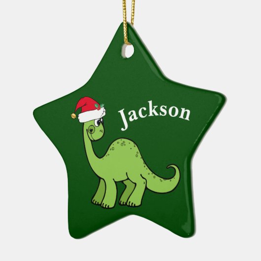 Green Kerstmis Kinder Dinosaur Keramisch Ornament (Links)