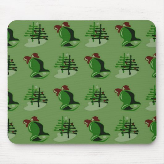 Green Kerstmis Mousepad Muismat (Voorkant)