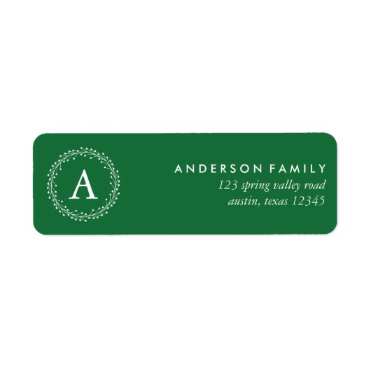 Green Kerstmis Wreath Etiket (Voorkant)
