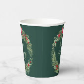 Green Kerstmis Wreath Papieren Bekers (Rechts)